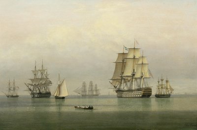 Warships on a Calm Sea by John Ward of Hull